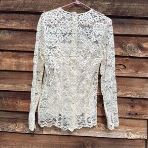 Vintage Bonnie & Norma 2 piece set Elegant Cream Lace Top button down back